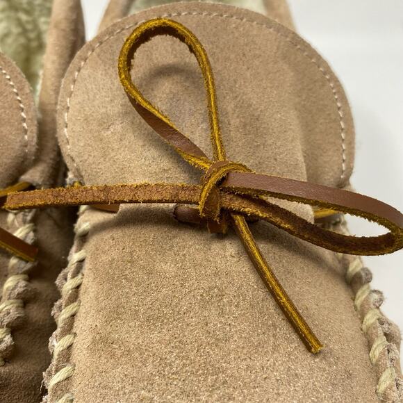 Cabelas Suede Sherpa Slippers Mens Size 12 M Cozy Cabincore Neutral - Picture 10 of 12